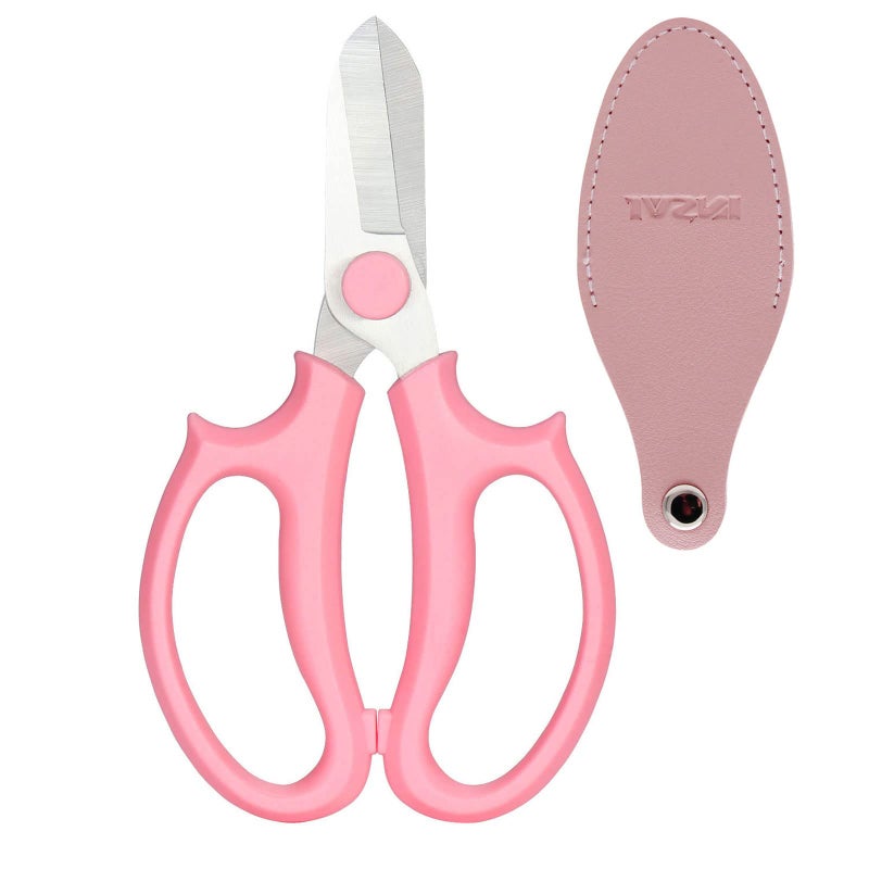 Jasni Garden Pruning Shears Scissors with Comfort Grip Handle, Premium Steel Professional Floral Scissors, Perfect for Arranging Flowers, Pruning, Trimming Plants, Gardening Tool (Pink) - Image 1